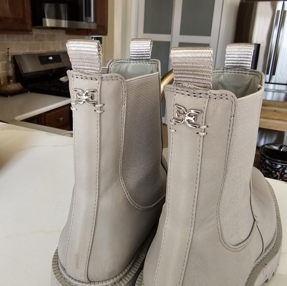 Sam Edelman Laguna Pebble Grey Leather Chelsea Moto Pull On Boots Sz 7 - Picture 8 of 10